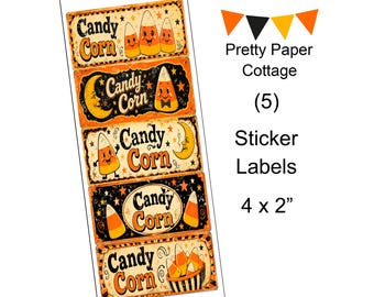 Halloween Candy Corn Labels: Vintage Retro, 4 x 2 in., Shipped