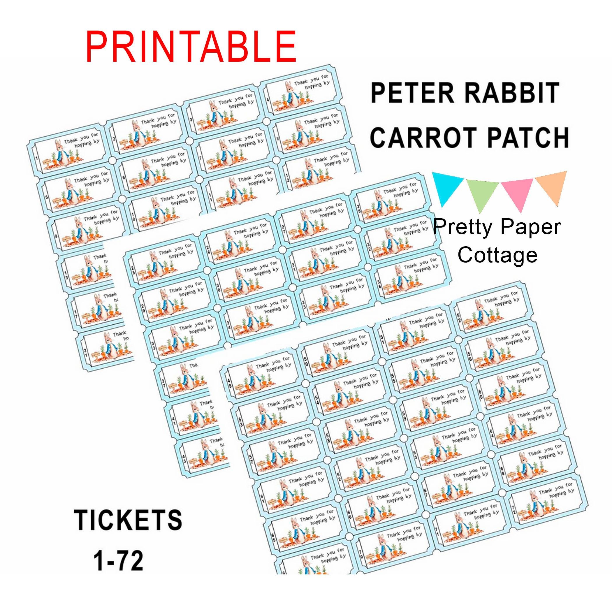 Peta Leaping Rabbit Raffle Peter Rabbit Baby Shower Raffle Tickets, Blue (digital Download) - Etsy