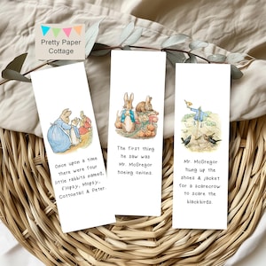 Marcapáginas de cuentos de Peter Rabbit, 5 recuerdos de fiesta (descarga digital)