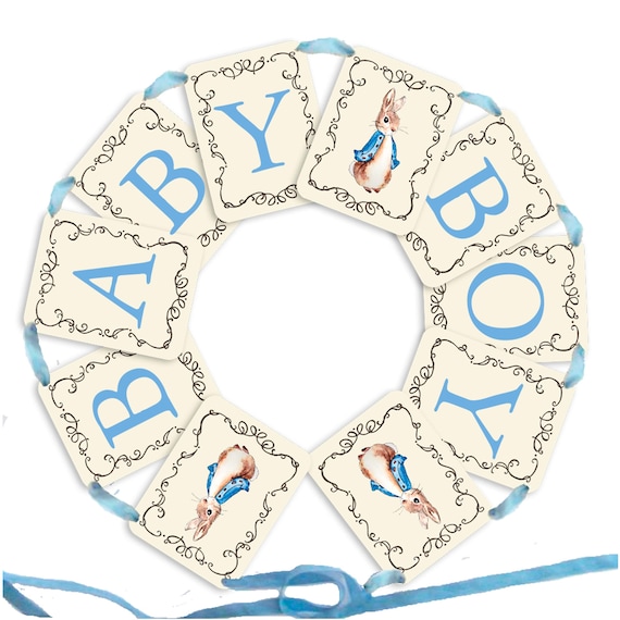 Peter Rabbit Baby Shower Banner Kit: Cream or White Cardstock