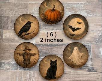 Halloween Twilight Ephemera: 2 inch Rounds, Craft Projects, Set of 6