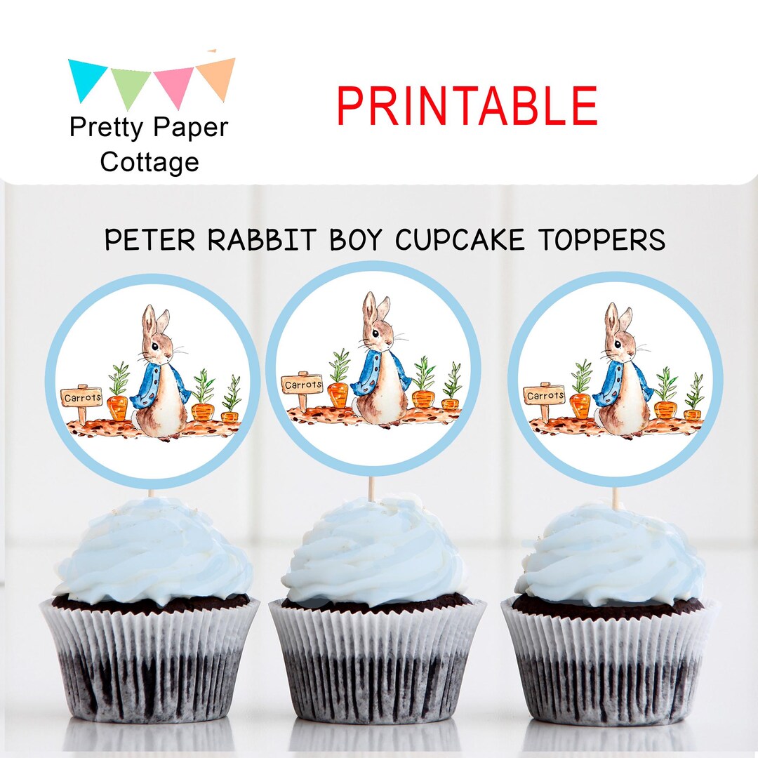 Peter Rabbit Cupcake Toppers: Baby Shower, Birthday (12) per Page - Etsy