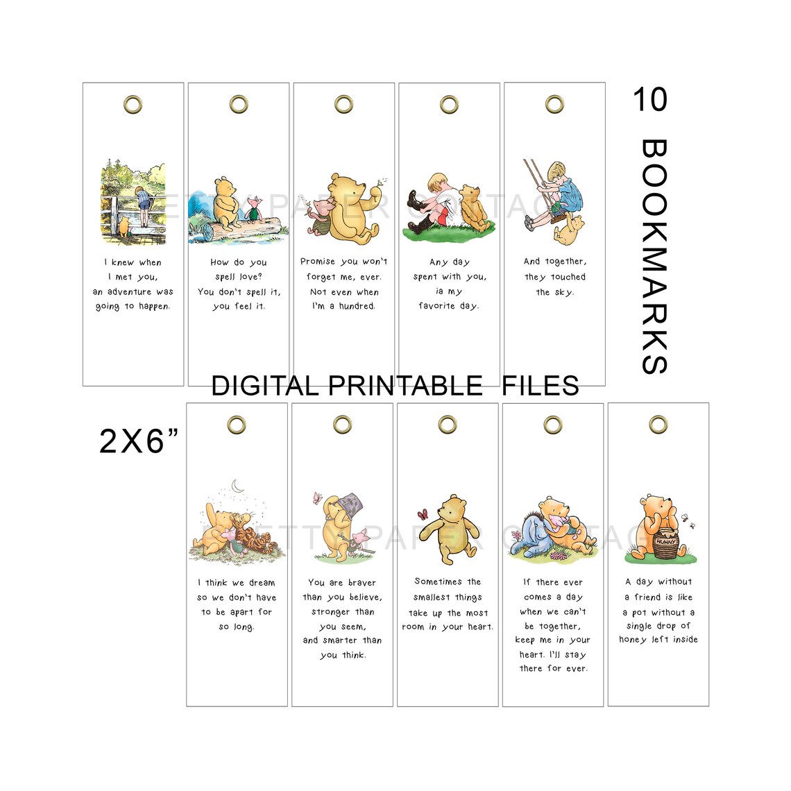 PRINTABLE BOOKMARKS Winnie the Pooh Quotes Baby Shower - Etsy