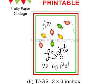 Christmas Gift Tags: You Light Up My Life, 2x3 Inches (Digital Download)