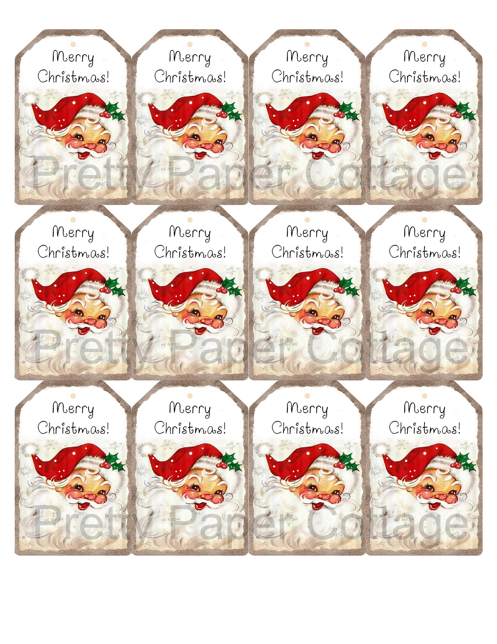 PRINTABLE Santa Claus Tags Jolly Vintage Santa Gift Tags Etsy