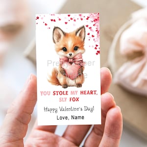 Editable, Sweet Fox Valentine Tags: Adobe Express Template, FREE account
