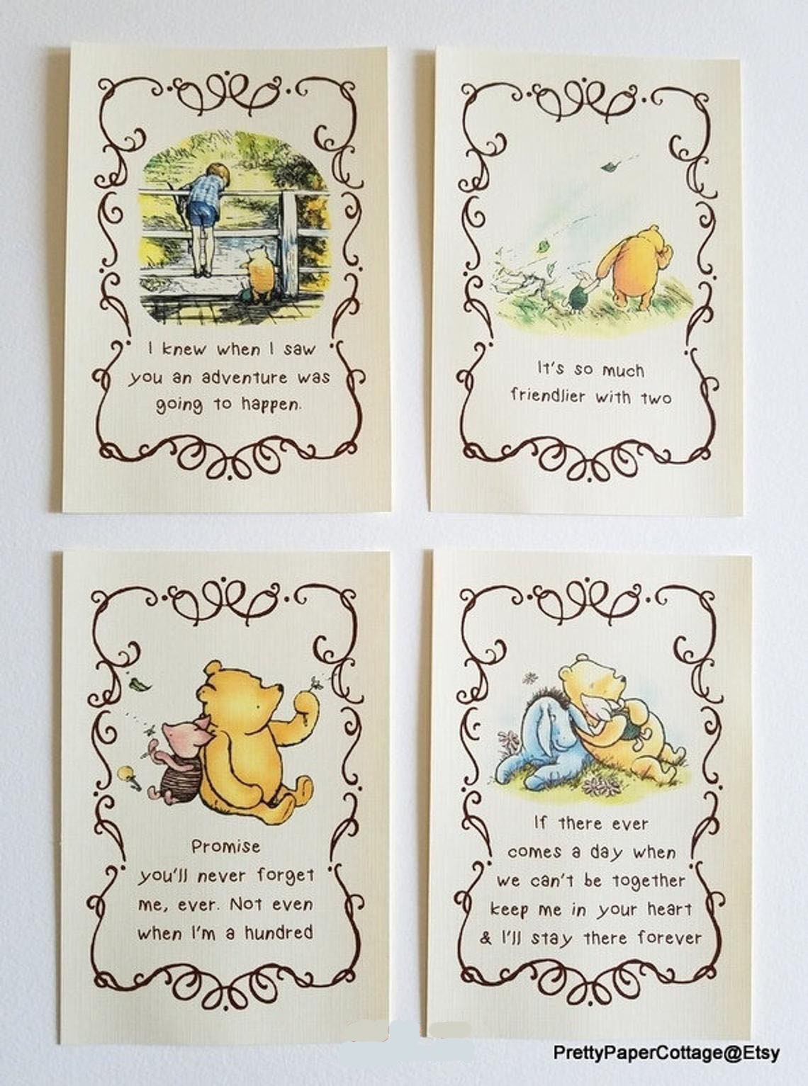 Vtg Lot Of 6 Winnie The Pooh Wrapping Paper Baby Shower Gift 2