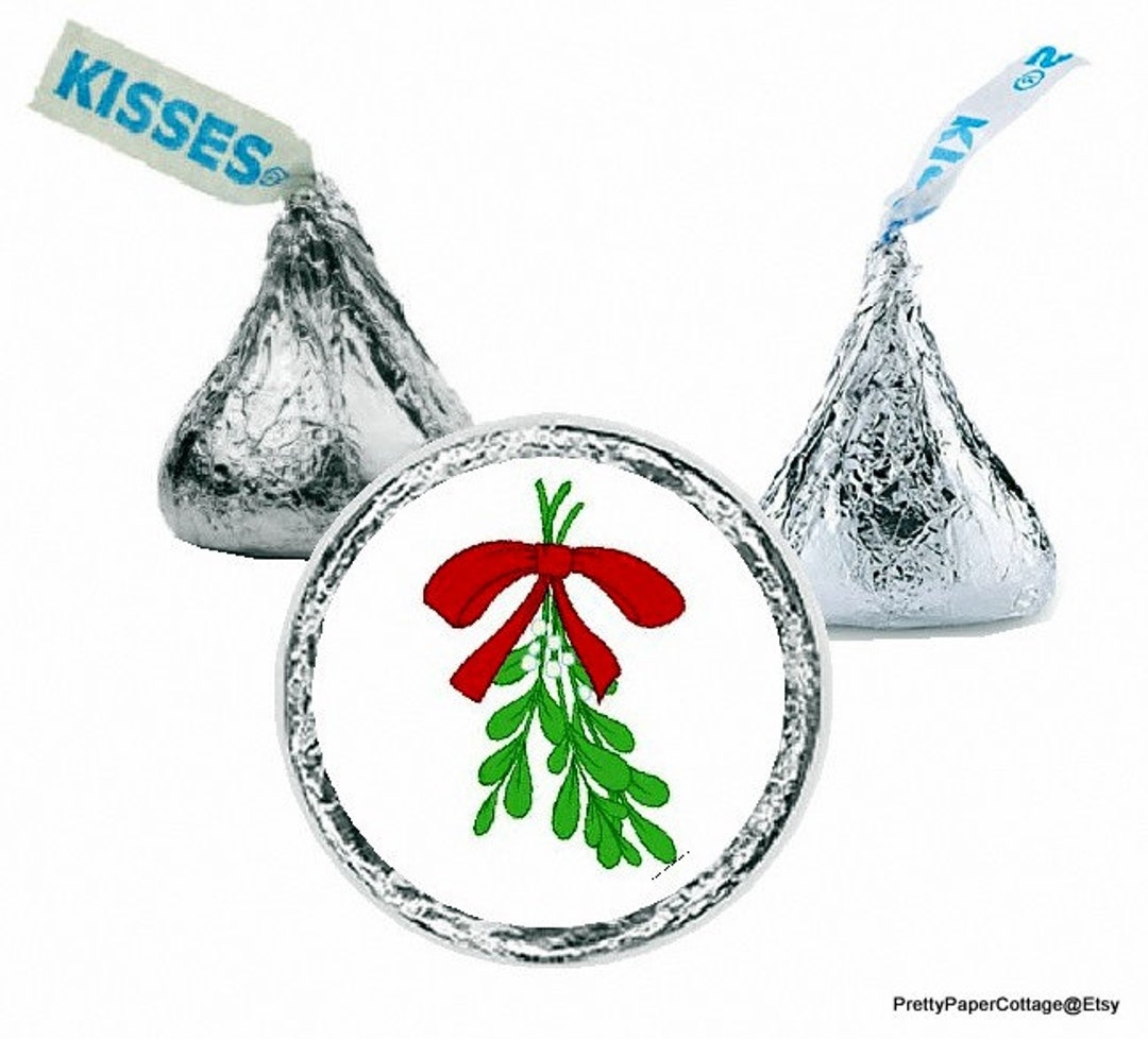 Mistletoe Kiss Hershey Kiss Stickers Mistletoe Christmas - Etsy