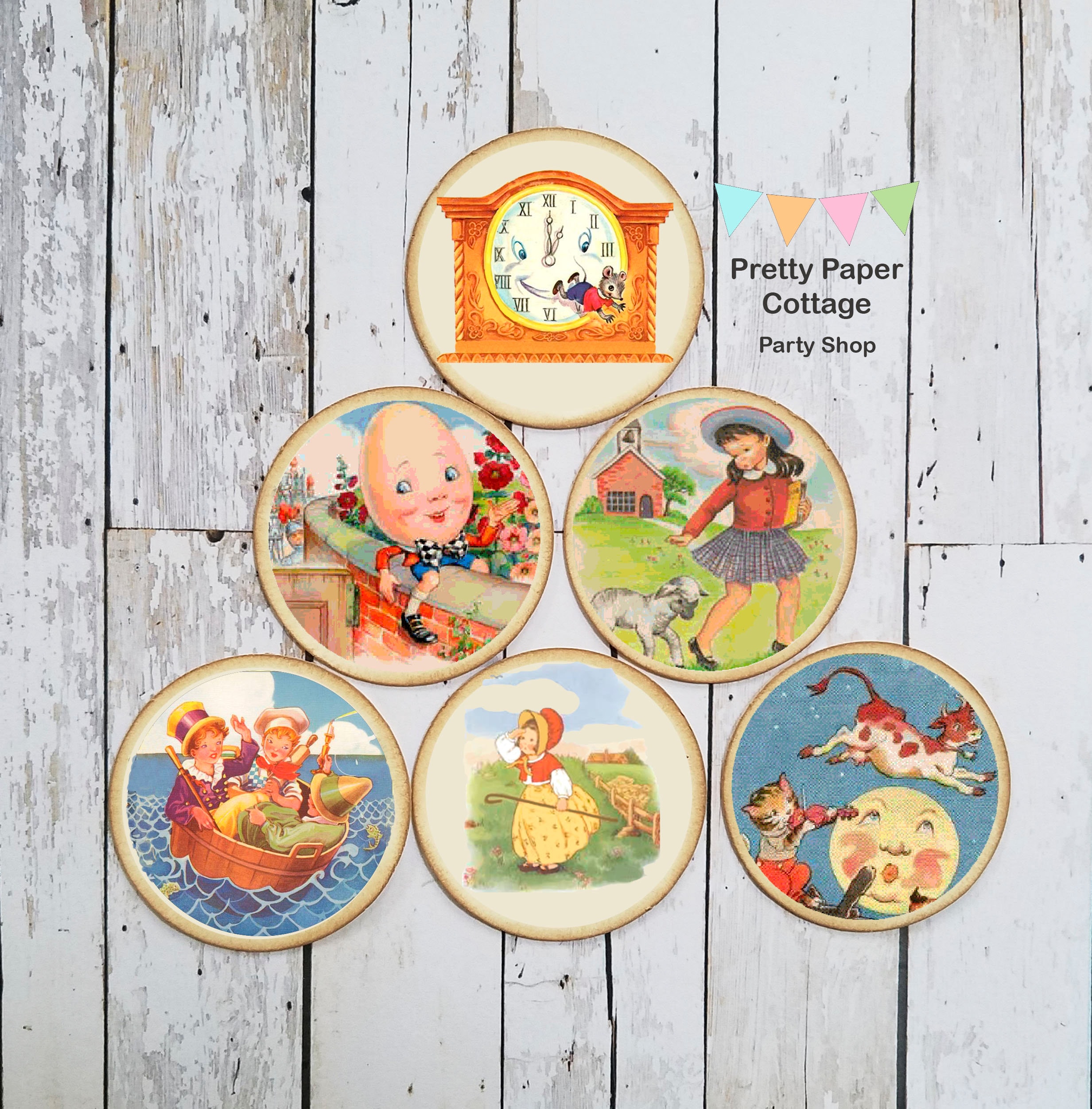 Nursery Rhyme Characters: 2 In. Cardstock Rounds, Crafts, Party
