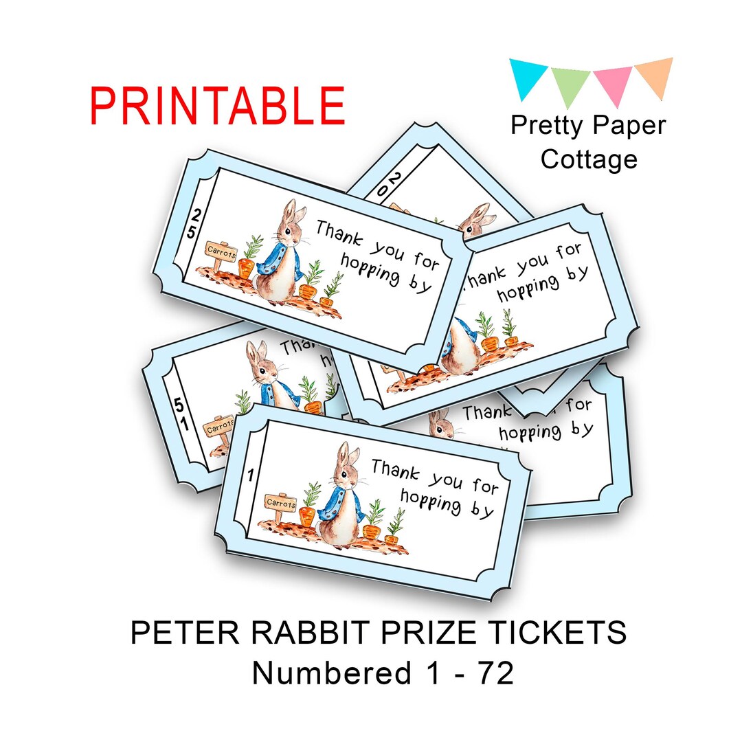 Peter Rabbit Baby Shower Raffle Tickets, Blue (digital Download) - Etsy
