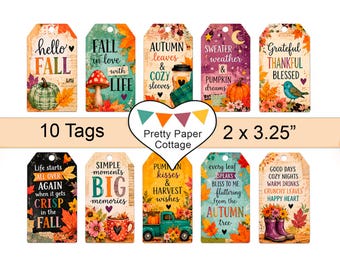 Fall Themed Gift Tags: Party Favors, Crafts, Printable (2 x 3.25")