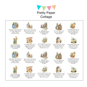 Peter Rabbit Stickers: Beatrix Potter Storybook Quotes, Party Favors, (20) 2 Inch