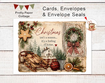 Nostalgic Christmas: Cards, Envelopes, Seals, Blank Inside, Set of 4 images