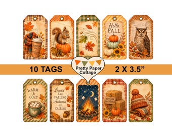 Fall Gift Tags: Autumn,  Party Favors, Crafts, (10), 2 x 3.5 in., Digital