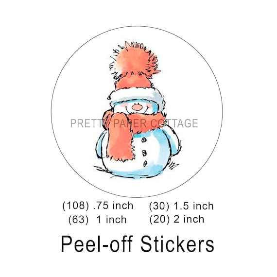 Whimsical Snowman Stickers: Christmas Party Favors (2 Sizes)