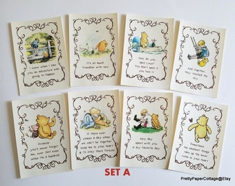 Winnie the Pooh Quotes, Prints for Framing, 2 Different Sets, Baby Shower, Birthday, Nursery, Centerpiece, 4x6 or 5x7 Inches, See Options