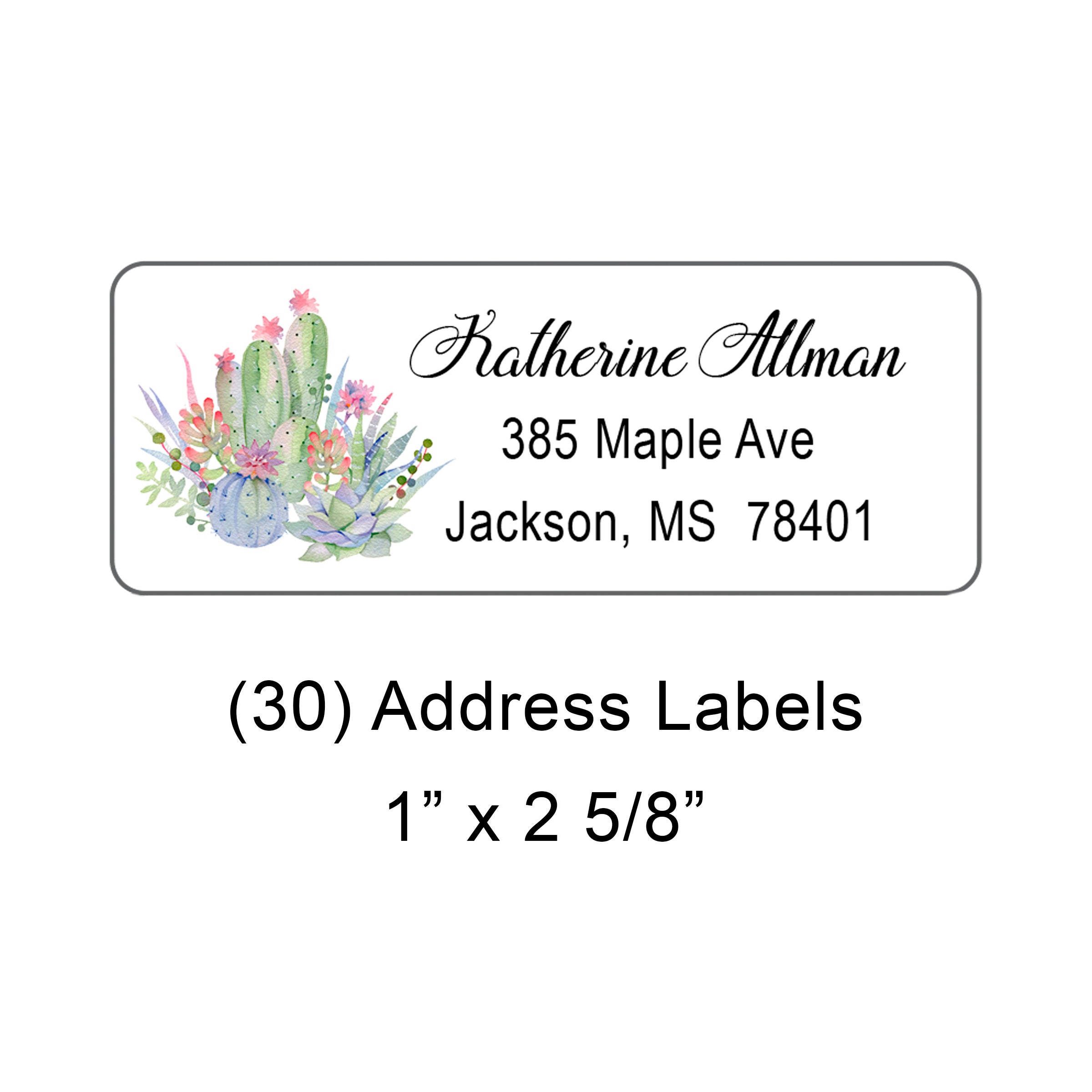 Personalized Address Labels - Country Cactus Flowers Design (Style JX 581)