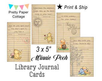 Winnie the Pooh Library Cards: Unique Vintage Style Baby Shower Favors