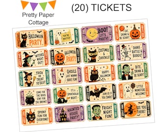 Retro Halloween Tickets: Party Favors, Crafts, (20) 2.5 x 1.5 in.