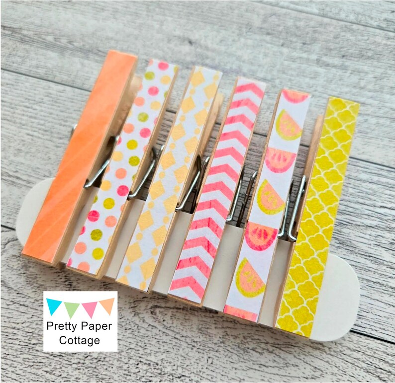 Bright Summer Clothespins: Kitchen & Laundry Decor, Party Favors, (6 ...