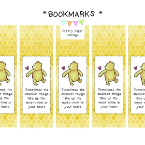 DIGITAL BOOKMARKS, Winnie the Pooh, Quote, Sometimes the Smallest Things Take Up The Most Room In Your Heart, (5) 2x6 Inches, Download, JPG,
