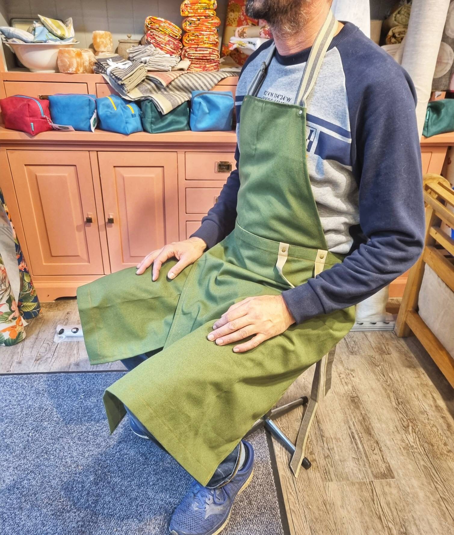 Pottery Apron. Pleated Canvas Pinafore With Split Leg Skirt and Pockets.  Christmas Gift for Potters, Artists & Makers. Ochre No14:2 