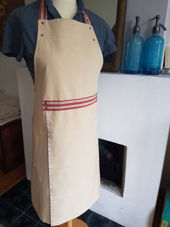 Potters apron Sand/ red potters apron with split in new Etsy