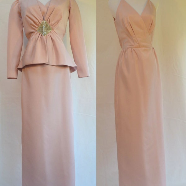 Pink Evening Dress // Vintage Taffeta Dress // Pink Evening Gown // 27" Waist // Size 2 - 4 // Fucsia Vintage Dress