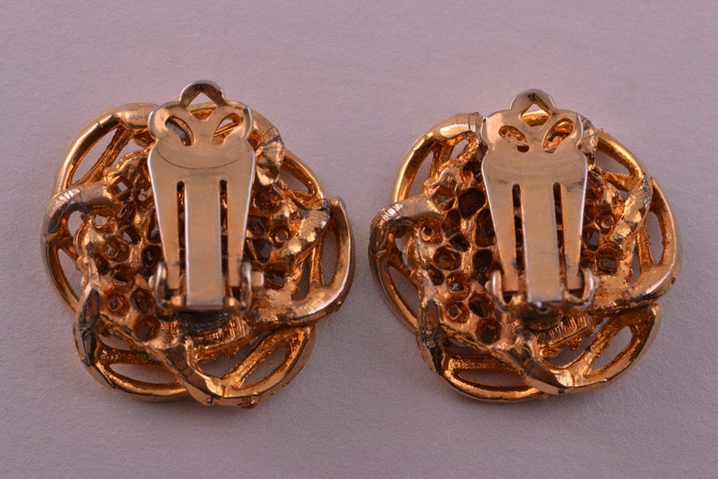 391k Gilt 1950/'s Vintage Clip On Earrings With Rhinestones