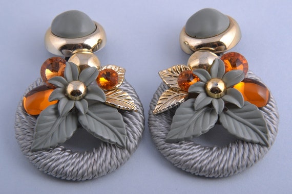 Silk Thread 1970's Clip On Earrings With Orange St