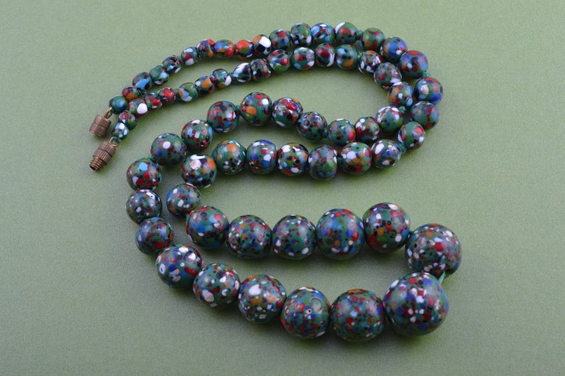 1950/'s Necklace With Venetian Glass Beads From Italy 768r