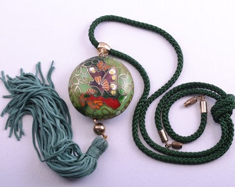 Cloisonné And Silk Oriental Necklace (869w31)