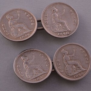 Silver Victorian Coin Cufflinks (948j)