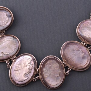 Silber Vintage Armband mit Shell Cameos (905m)