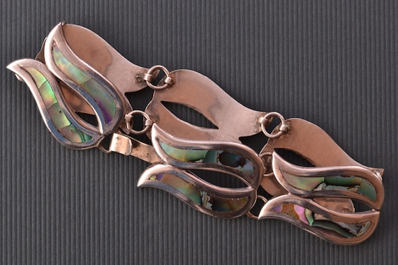 Silver And Abalone Retro Mexican Taxco Bracelet (… - image 1