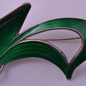 Silver And Enamel Retro Norwegian Holth Brooch (916h)