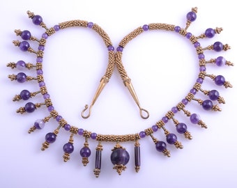 Gilt Necklace With Amethyst Beads (935b5)
