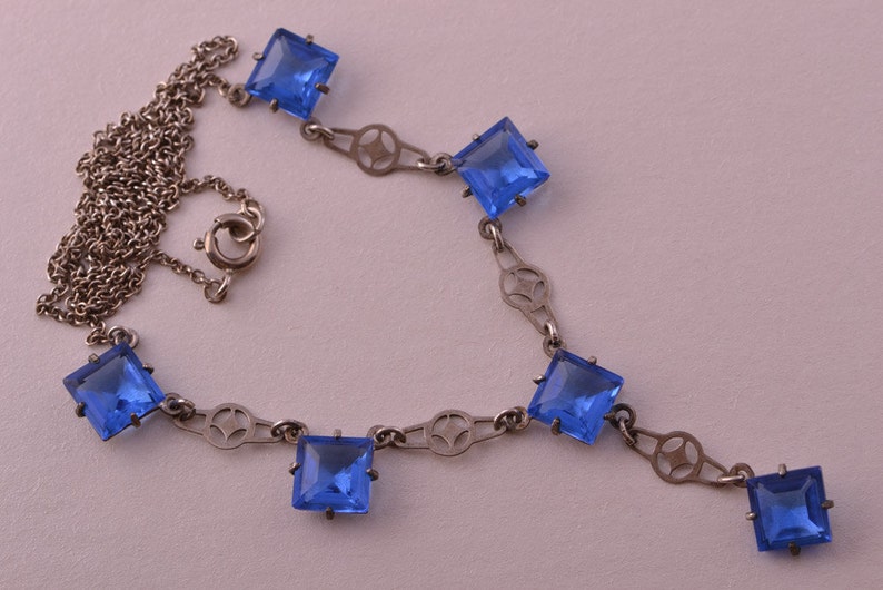 867d Crystal 1930/'s Cornflower Blue Czechoslovakian Necklace