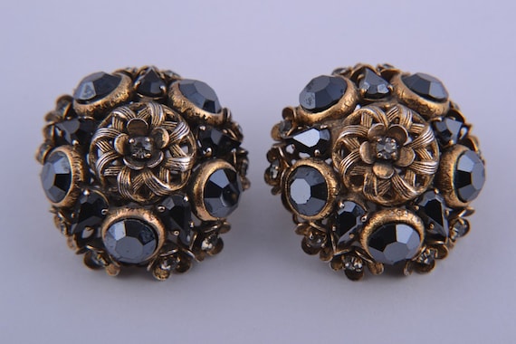 1960's Clip On Earrings With Diamanté (215o)
