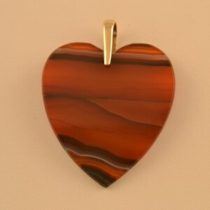 Victorian Heart Pendant With Banded Agate And 9ct Gold (868a1)