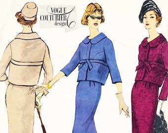 1950 s ELEGANT Suit Pattern VOGUE COUTURIER Design 135 Slim Jupe Veste courte Easy Day To Evening Bust 34 vintage Sewing Pattern