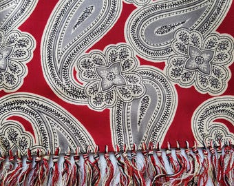 ART DECO 1930s Męski szalik z frędzlami Paisley, Wieczorowy szalik do teatru dla panów, Stylizowany przez Forsyth Scarf, Prezent dla niego, Kolekcjonerskie szaliki