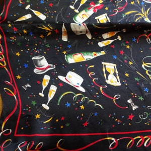 VINTAGE Silk Scarf, New Year&#39;s Party Theme, Lovely Colors, Looks Never Used, Talbots Made in Japan, Collectible Vintage Scarves