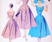 50er Jahre voraus Import Anpassung Kleid Muster 92 wunderschöne Cocktail Party Kleid getragen oder aus Schulter Büste 32 Vintage Schnittmuster