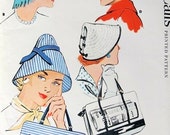 1950er Jahren Hüte Taschen Muster McCalls 1932 drei Hut Stile zwei Tote Handtasche Handtasche Styles Jahrgang Schnittmuster