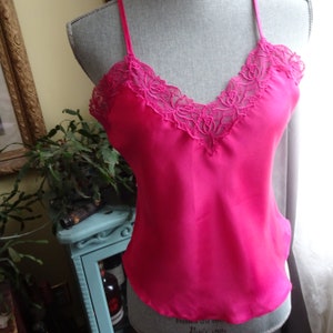 VINTAGE Lovely Fuchsia Color  Silky Camisole , Cami, Tank Top, Very Pretty , Victoria&#39;s Secret, Bust 34, 1990s Vintage Clothing