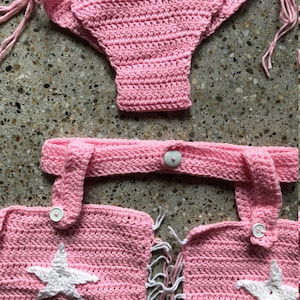 Crochet Cowgirl! Pink crocheted chaps, pants and matching hat*
