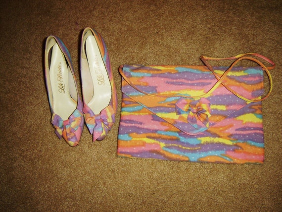 Rainbow Disco Psychedelic shoes and matching purs… - image 2