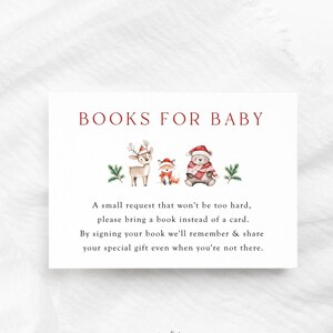Boskerstboeken voor baby, babyshower, winter, bosdieren, invoegen, bewerkbare, afdrukbare Corjl-sjabloon #merrybaby