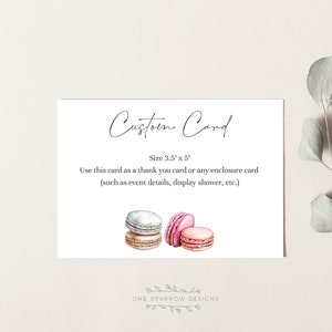 Tarjeta personalizada de Macaron, editable, imprimible, Love is Sweet Bridal Shower, Bonjour Bebe Baby Shower Corjl Plantilla #macaron
